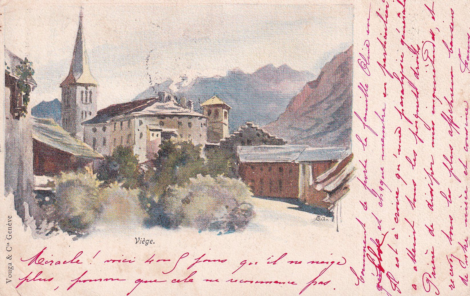Cartoline postali: Visp   VS    -    LITHO       um 1906 – Usato da Brig venduto da Valcards54