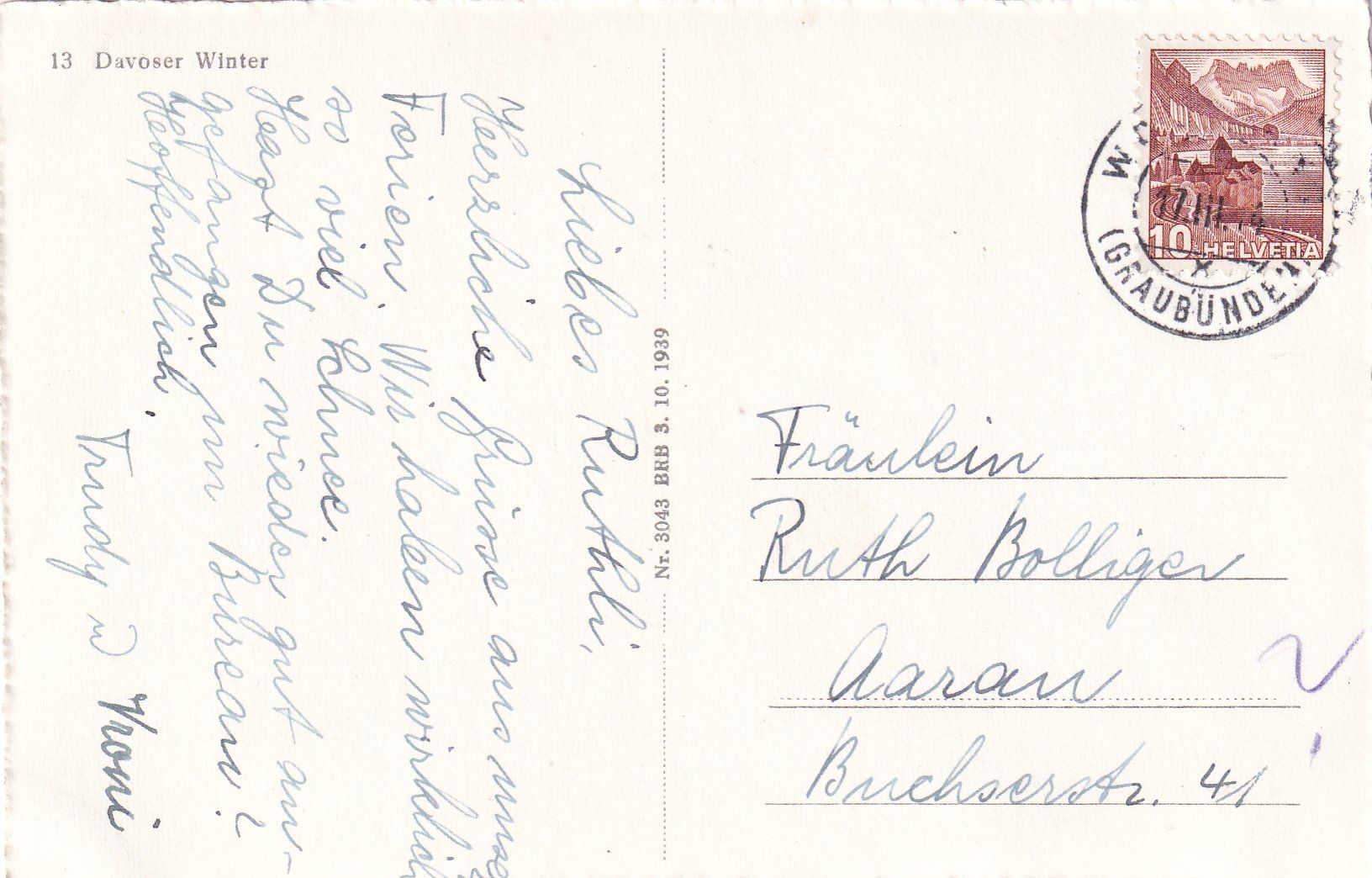 Cartoline postali: Davoser-Winter /bo – Usato da Hombrechtikon venduto da Rudolf07 1