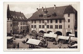 1910 AK Thun Rathausplatz und Rathaus