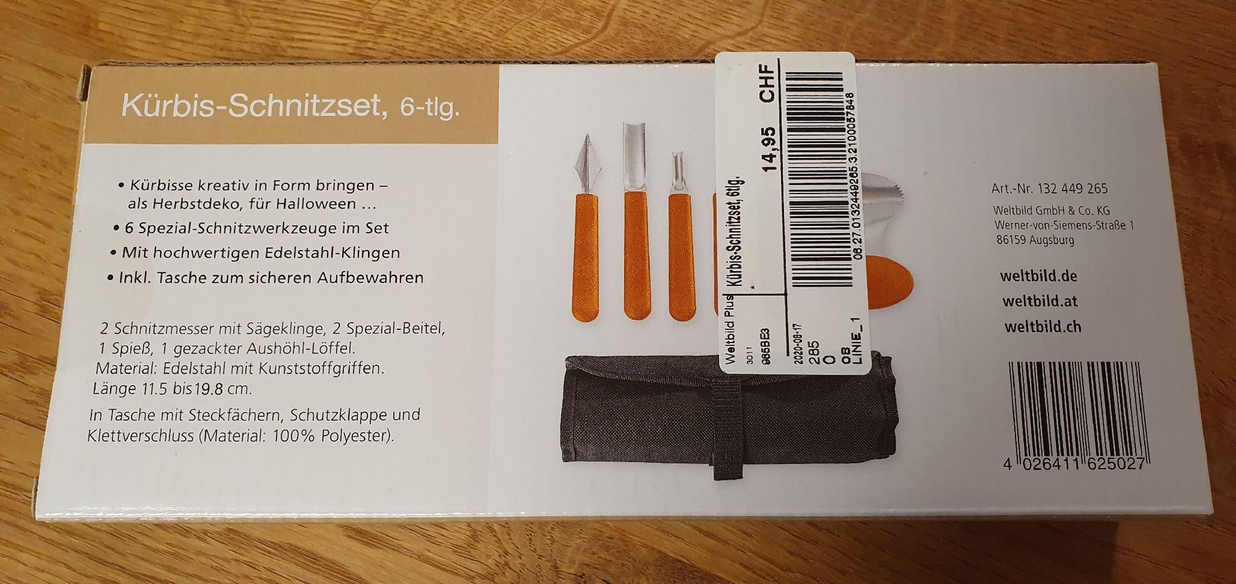 Tutti gli attrezzi: Kürbis-Schnitzset 6-tlg. NEU – Nuovo e nell'imballaggio originale da Zofingen venduto da Sammelsurium92 1
