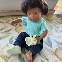 2 Paar Puppenschuhe für Sasha Baby, etc., mint grün, 5.5 cm
