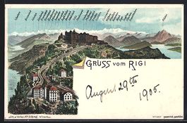 Litho Rigi, an der Rigibahn hinauf zur K