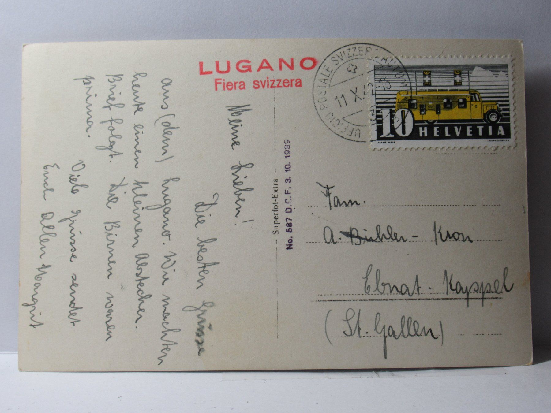 Cartes postales: Lugano , Briefmarke Postauto , 1942 – D'occasion à Grenchen par Bluemchen1900 2
