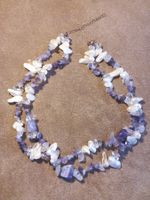 Vintage doppelsträngige Kette Amethyst Perle Bergkristall
