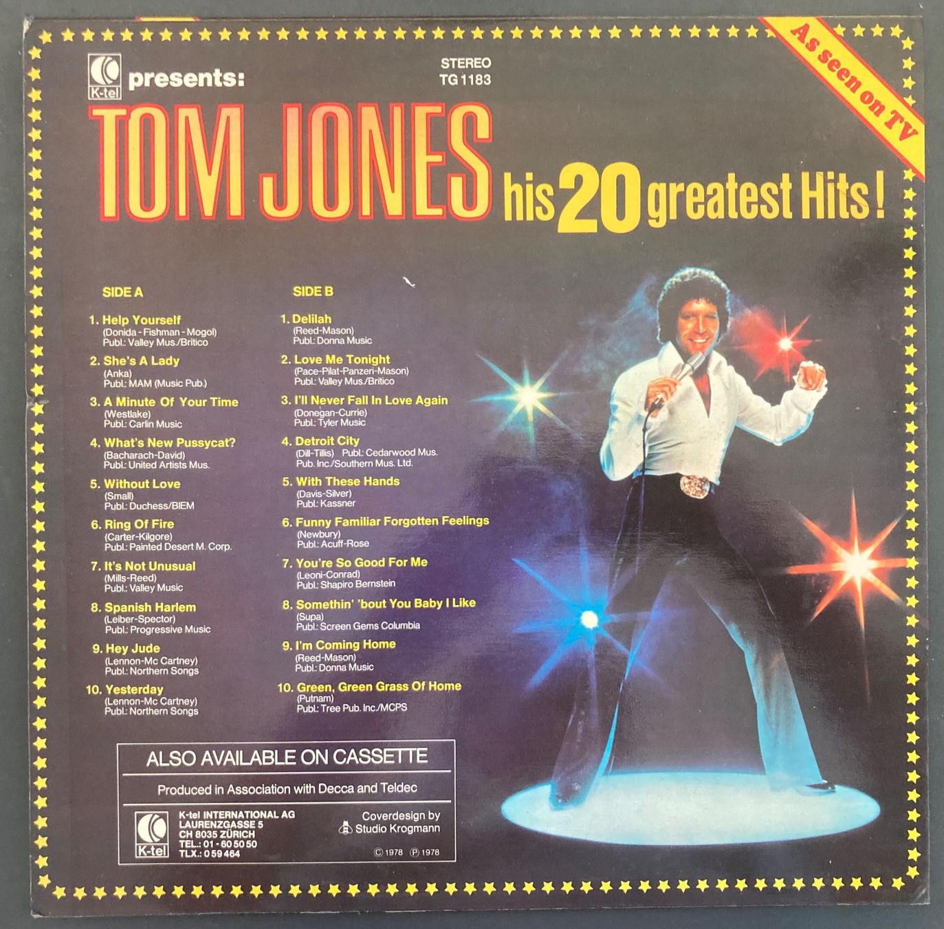 Schallplatten: TOM JONES - SEINE 20 GREATEST HITS – Gebraucht aus Poliez-Pittet von Newtown-Records 1