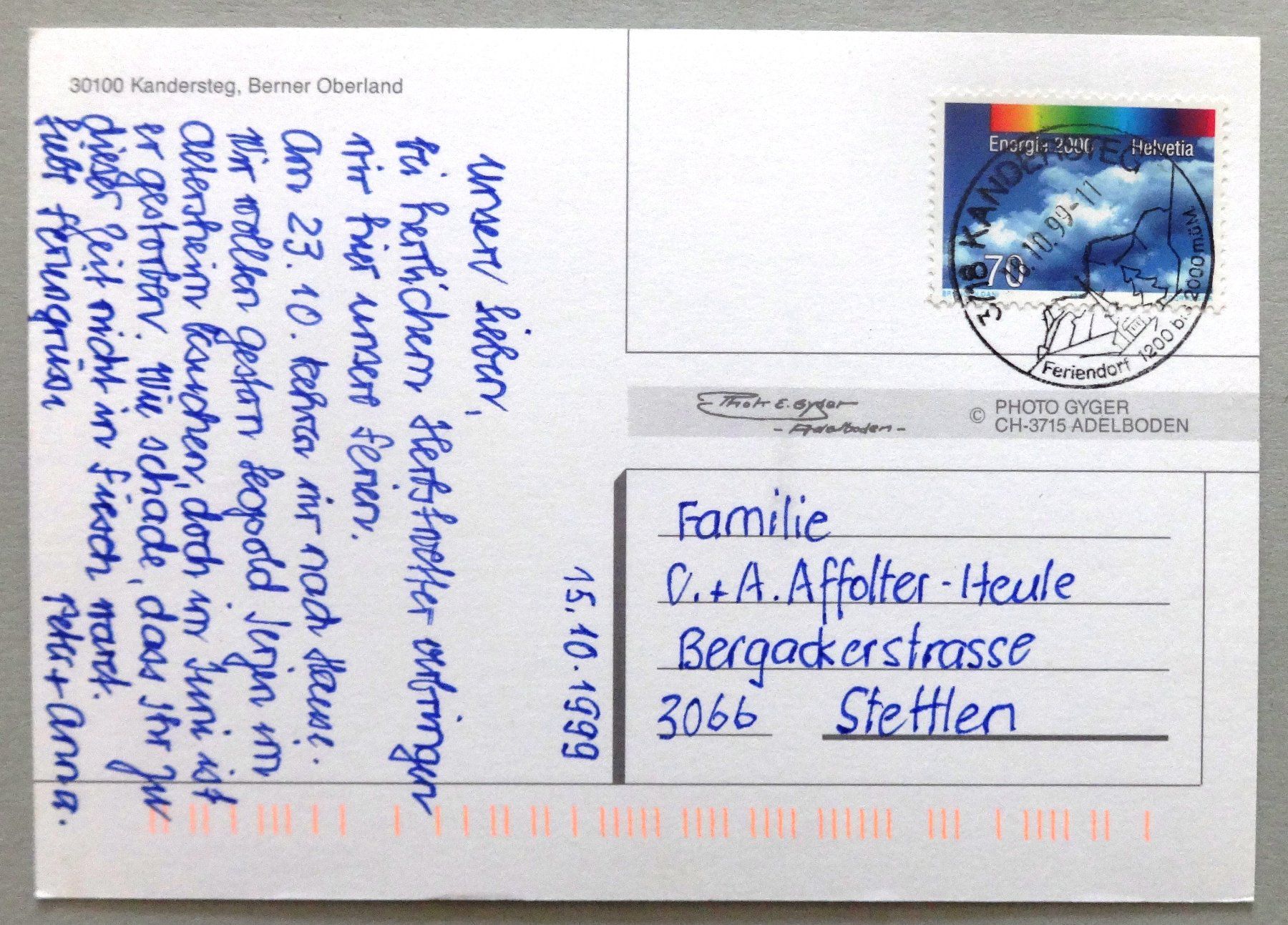 Cartoline postali: Kandersteg - Oeschinensee, B.O. – Usato da Fétigny venduto da Billy2miny 1