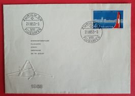 BW5) FDC 1953, Privat illustriert Flughafen Kt. 110.-/LP