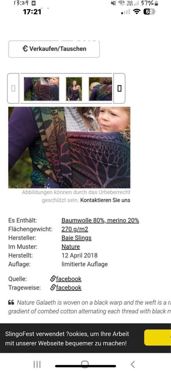 Bauch- & Rückentragen: Babytragetuch Marke: Baje Slings – Neu (gemäss Beschreibung) aus Emmen von H.Bettina 2