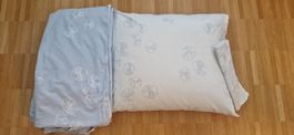 IKEA Bettwäsche-Set, hellblau/weiss, 240x220cm und 2x50x60cm