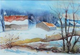 Winterlandschaft im Rheintal Hanspeter Pips Gantenbein *1953