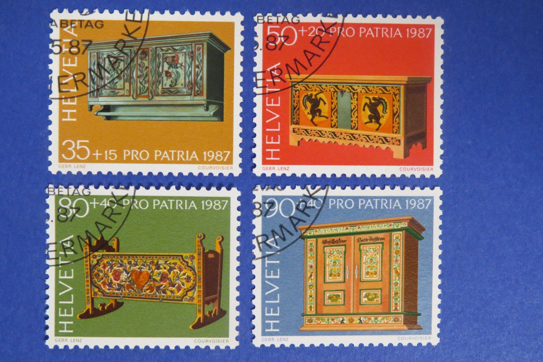 Tutti i francobolli: Serie Pro Patria 1987 - off.Ersttag-Eckstempel BERN – Usato da Brunnen venduto da Kumari