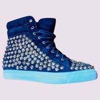 JEFFREY CAMPBELL : Sneakers en daim noir cloutées d'or 36.5