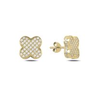 Ohrstecker Kleeblatt Zirkonia 925 gold Silber Klassiker 12mm