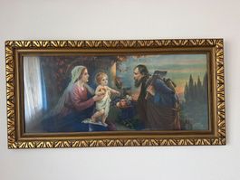 Wandbild Heilige Familie mit Goldrahmen gebraucht