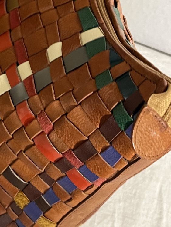 Piero Guidi Taschen für Damen: Sac à main Piero Guidi vintage en cuir tressé multicolore. – Neu (gemäss Beschreibung) aus Genève von DELIRBEADS 5