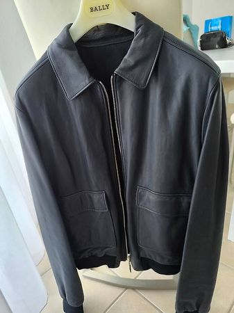 Bally Lederjacke Dunkelblau XL
