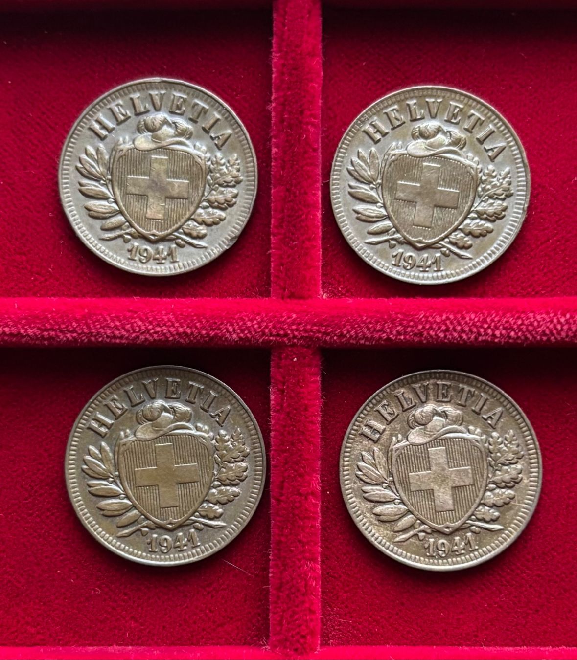 Alle Münzen: Schweiz Set Lot 4x 2 Rappen 1941 B – Neu (gemäss Beschreibung) aus Speicher von CH-Schatzkammer