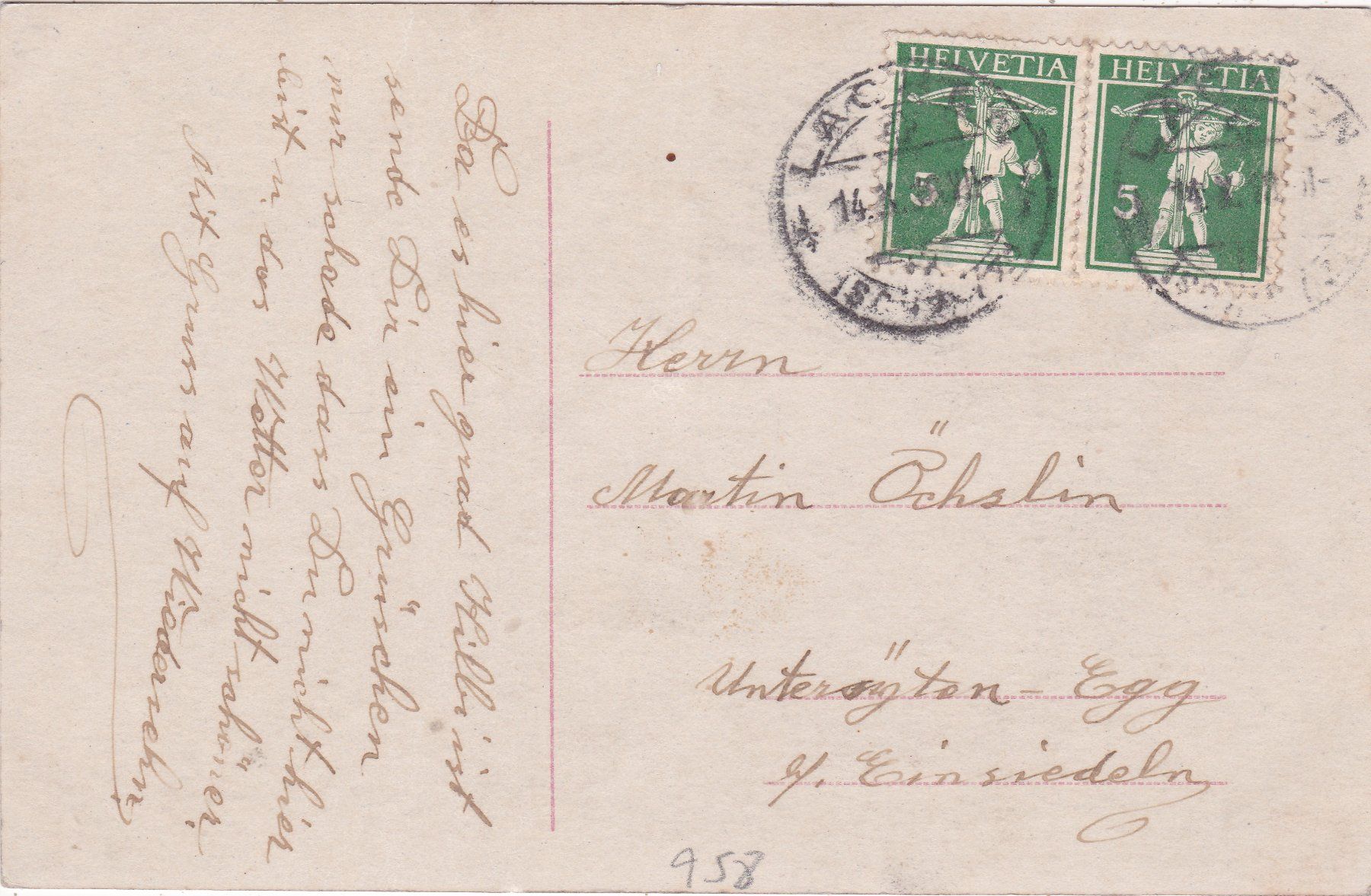 Cartoline postali: Kitsch Frau mit Blumenkorb – Usato da Herisau venduto da Lisegrat2008 1