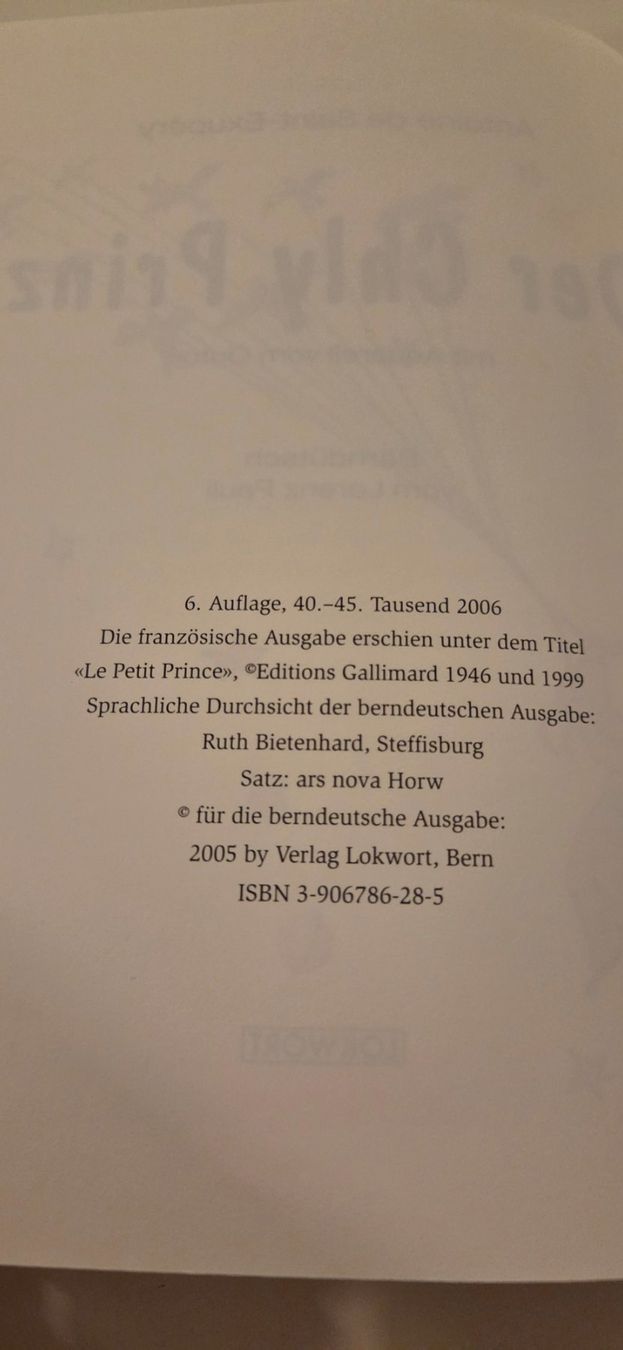 Libri: Der kleine Prinz - version berndeutsch Antoine de St.Exypery – Usato da Bremgarten b. Bern venduto da Marge7979 5