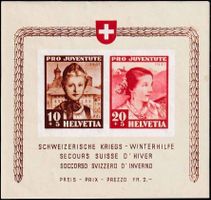 1941, Pro Juventute-Block Nr. J98l/99l * (leichter Falzspur)