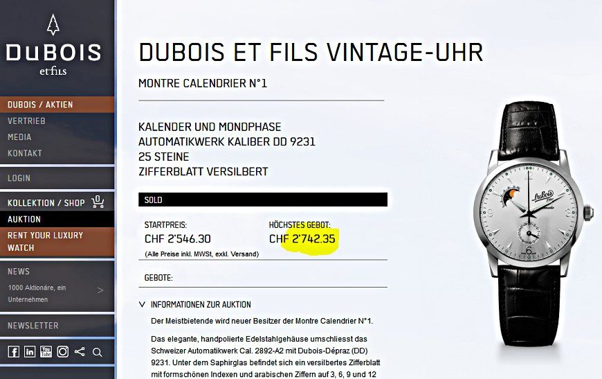 DuBois et fils Uhren: Du Bois 1785 Le Calendrier Nr. 1 Mondphase, Datum – Neu (gemäss Beschreibung) aus Meilen von Anonymous3 6