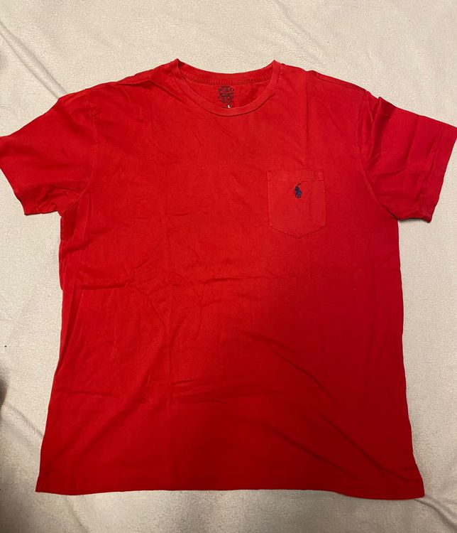 Vintage Rotes Polo Ralph Lauren T-Shirt, Grösse L - ! 1