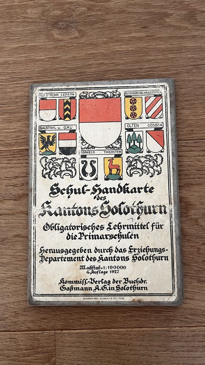 Cartine & Atlanti: Solothurner Schulkarte  Kanton Solothurn 1927 4.Auflage – Usato da Holziken venduto da Bibli05