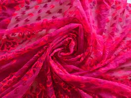 Traumhaftes Tüll-Gewebe, Pink/Rot, Blumenmuster, Neu!