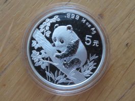 1/2 Unze Silber Münze China Panda 1995 (5 Yuan)