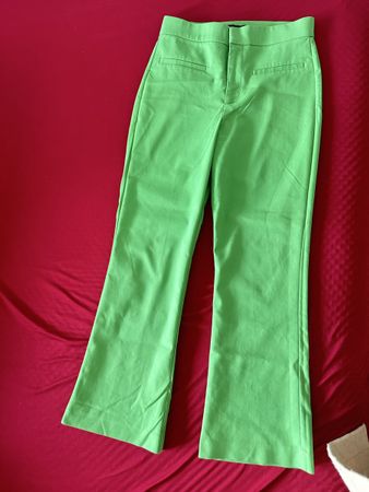 Green Flare Trousers Zara