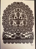 Carte de vœux vintage Scherenschnitt 1982 Suisse hiver
