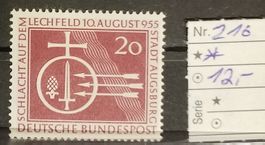 MA24) Nr. 216, BRD Schlacht auf Lechfeld postfrisch Kt. 12.-