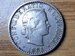 20 Rappen 1881 - Nickel / magnetisch - 1. Jahrgang!