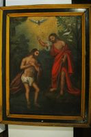 Taufe Jesu uraltes Bild Oel gemalt auf Leinwand