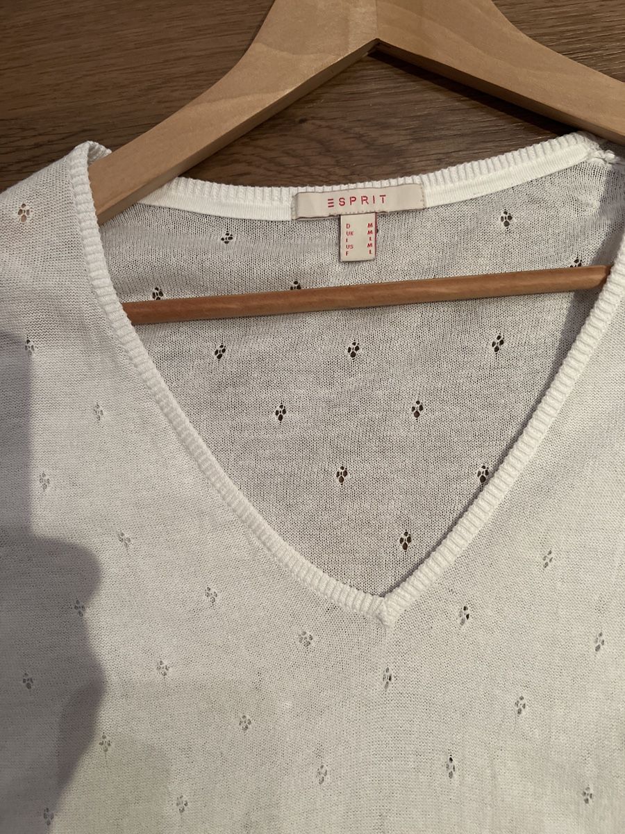 Schöner Esprit Pullover weiss mit Lochmuster (Gebraucht) in