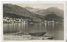 Locarno - lago con barca e panorama 1935