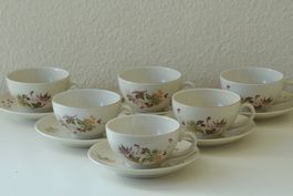 6 tasses à thé avec soucoupes, porcelaine Langenthal, 1960s