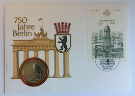 Numisbrief 750 Jahre Berlin mit 5 Mark Münze DDR ab 1 Fr. !!