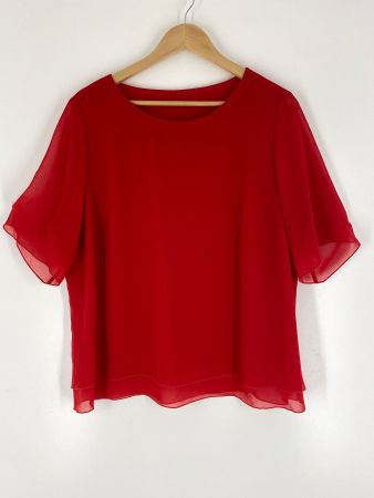 elegante Chiffon Damenbluse Kurzarm, Grösse XXL *Neuwertig*