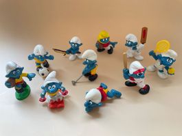10x Schlumpf Sport Aktiv Fitness 70er / 80er Peyo Schleich