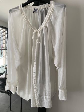 Marc Cain Seidenbluse in Weiss Neuwertig