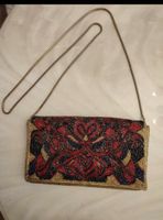 Abendtasche Perlen bestickt mit Kette neuwertig