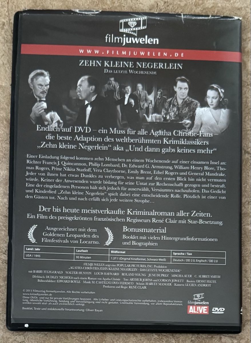Tutti i DVDs: ZEHN KLEINE NEGERLEIN – Nuovo (secondo la descrizione) da Dietikon venduto da AndreaSch01 1