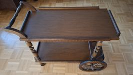 Vintage Servierwagen aus Holz antik gedrechselt