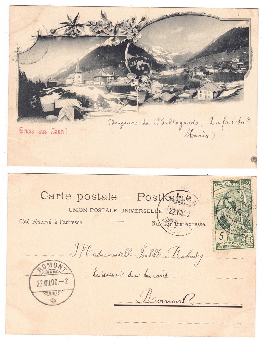 Cartes postales: Gruss aus Jaun – D'occasion à La Tour-de-Peilz par amjust