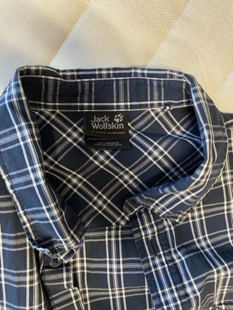 Herren Kurzarm, funk. Hemd Jack Wolfskin kariert blau Gr. L
