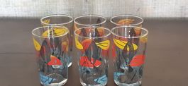 Lot de 6 verres vintage colorés - parfait pour l'été!