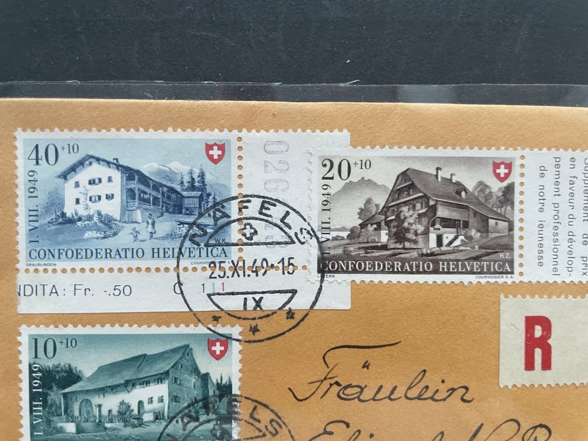 Buste & buste per spedizione: Briefumschlag von 1949 Schweiz – Usato da Meierskappel venduto da Hala03 1