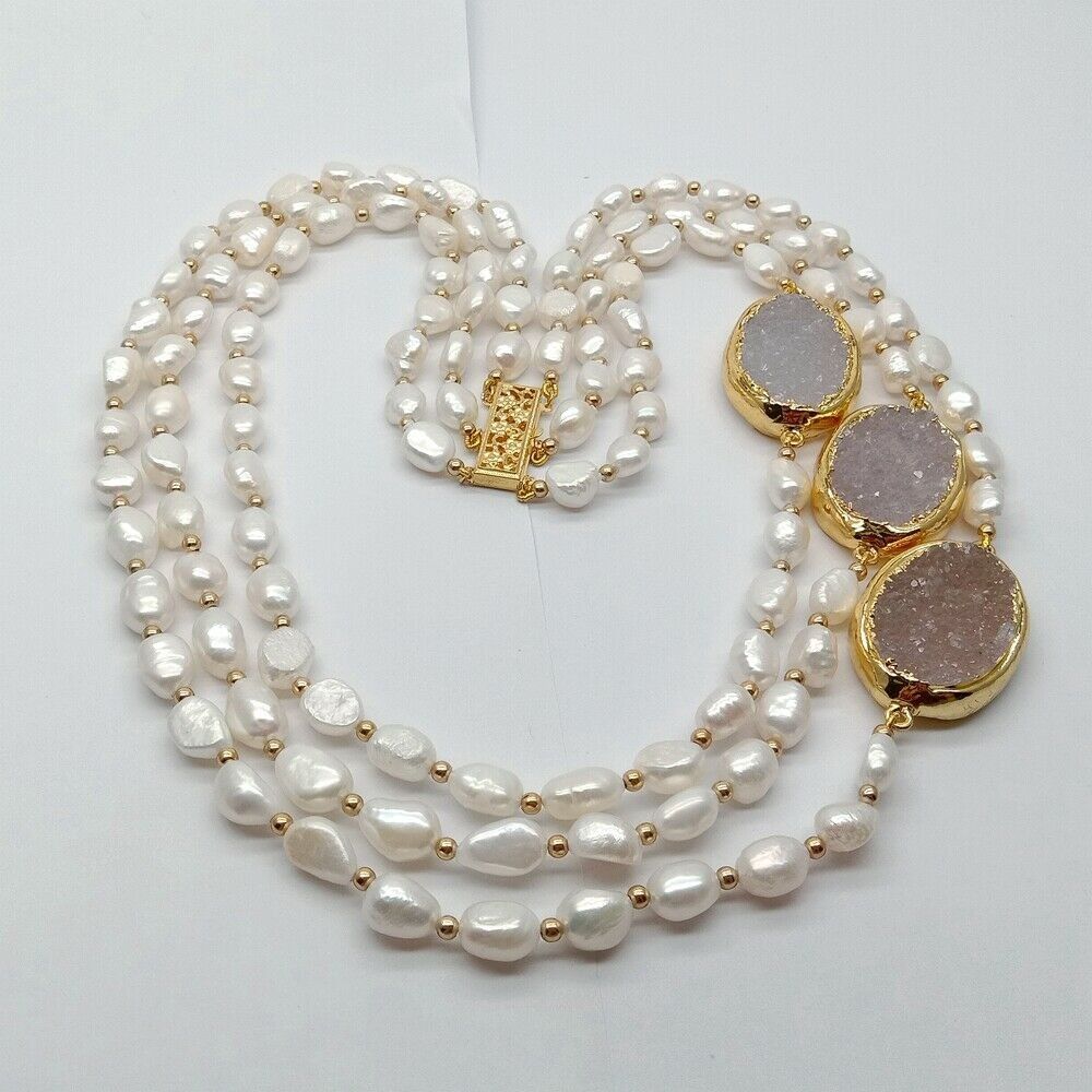 Catenine: Druzy Quarz Perlen Kette Collier Perle Perlenkette Echt 1 cm – Nuovo (secondo la descrizione) da Prilly venduto da ilyria73 4