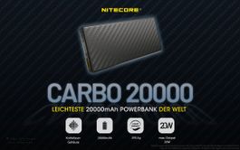 superleichte Powerbank Nitecore CARBO20000 - 20000mAh